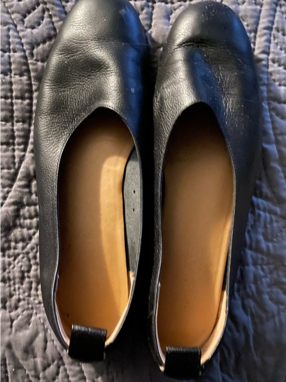 Everlane Black Leather Slip-On Ballet Flats